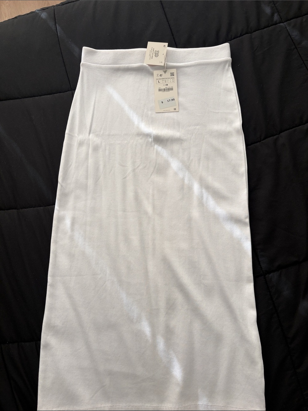 Zara White Knit Midi Pencil Skirt